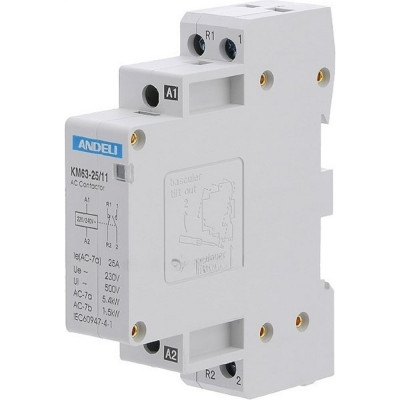 ANDELI Контактор модульный КМ63-25/11, 1NO 1NC, 2P 25A ADL08-232