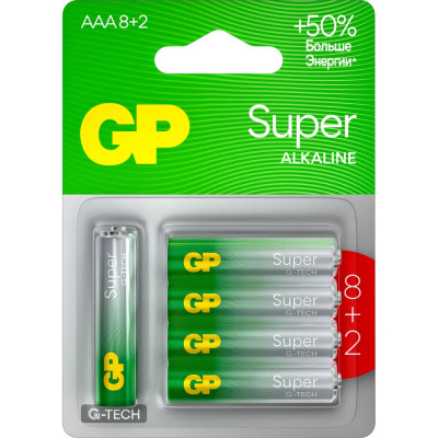 GP Алкалиновые батарейки super alkaline 24а аaа - 10 шт. на блистере 24A8/2-2CR10 GP 24A8/2-2CR10