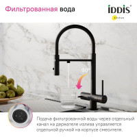 IDDIS Смеситель для кухни с фильтром и гибким изливом черный матовый ace ACEBLFFi05