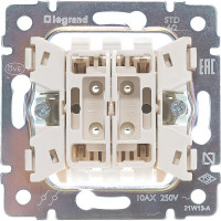 Переключатель Legrand двухклавишный Legrand Valena 10А 250В схема 6/2 безвинтовые зажимы слоновая кость 695604