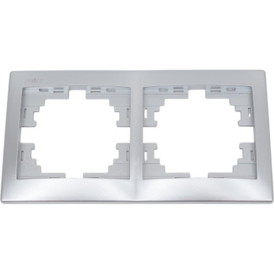 Двухместная горизонтальная рамка Lezard Мира серый металик 701-1000-147