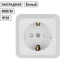 Розетка открытой установки с защитными шторками 2П+З IP20 16А, белый TDM ELECTRIC Ладога SQ1801-0060