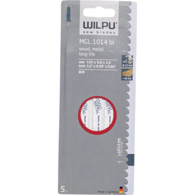 Пилка по дереву с остатками металла MGL 1014 bi 5 шт. WILPU 263100005