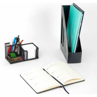 Вертикальный лоток для бумаг BRAUBERG "Contract" 260х85х300 мм, отверстия на торцах, черный 230886