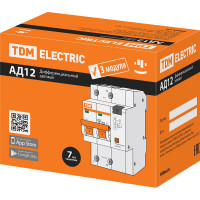 Автоматический выключатель дифференциального тока TDM ELECTRIC АД12 2P, C32, 300мА, 4,5кА, тип АС, 3 мод SQ0204-0148