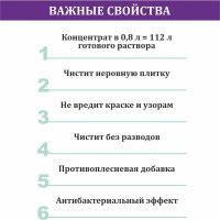 Средство для очищения кафеля и керамики КЕНАЗ для плитки, для мытья пола и стен без разводов, гипоаллергенное, 5 л 138127