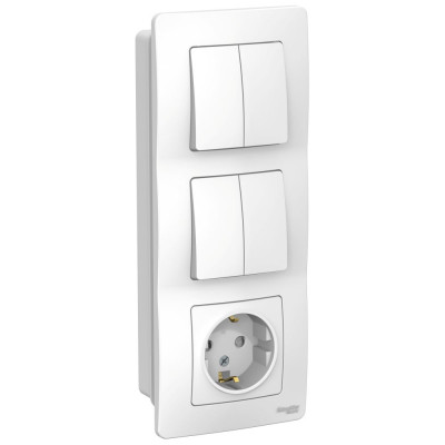 Розетка+выключатель Systeme Electric Blanca внутр Бел з/к шт 16А, 250В+выкл 2кл.+выкл 2кл. SE BLNBS102201