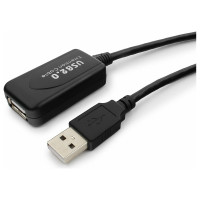 Кабель-удлинитель Cablexpert USB2.0 активный, AM/AF, медь, двойн. экран, 4.8м, черн, пакет UAE016-BLACK