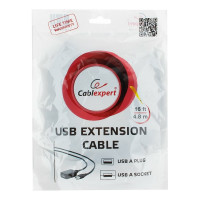 Кабель-удлинитель Cablexpert USB2.0 активный, AM/AF, медь, двойн. экран, 4.8м, черн, пакет UAE016-BLACK