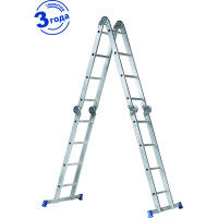 Четырёхсекционная алюминиевая лестница-трансформер Капитан 4x4 ступеней 70404