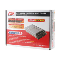 Внешний корпус AgeStar USB 3.0 2.5" SATAIII HDD/SSD, пластик, прозрачный, 3UB2P4 (TRANSPARENCY)