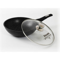 Сковорода ВОК Мечта АП Гранит black 28 см, со съемной ручкой и стеклянной крышкой с078802