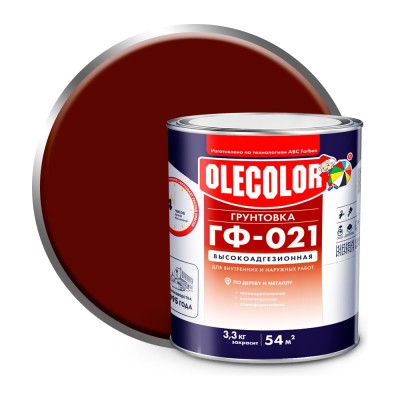 Грунтовка OLECOLOR ГФ-021 красно-коричневый, 3.3 кг 4300003709