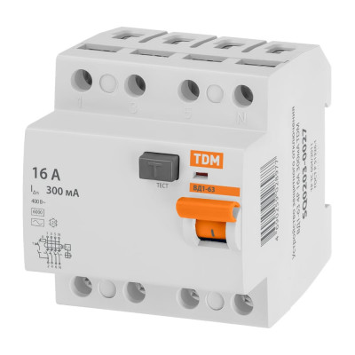 Устройство защитного отключения TDM ELECTRIC ВД1-63 4Р 16А 300мА SQ0203-0027