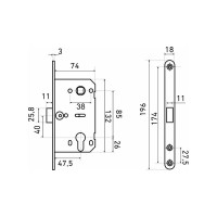 Врезной замок с ручками Аллюр ЗВ 7-132/85 GP золото 14153