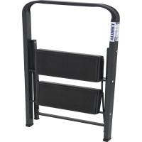 Стальная стремянка Алюмет с широкими ступенями с противоскользящими накладками 2 ступени. Серия MK 802C