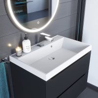 Кварцевая раковина для ванной комнаты Uperwood Classic Quartz 70 см, белая матовая, жасмин 291030003