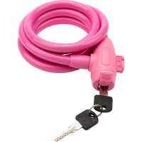 Тросовый замок для велосипедов и колясок с ключом Четыре сезона 150 см, розовый 79-0314