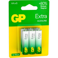 Батарейки GP АА пальчиковые алкалиновые Extra Alkaline, набор 6 шт (15AXA21-BC6) 15783878