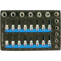 Набор торцевых насадок и головок 1/2"&3/8", TORX, HEX, Е6-Е20, ложемент, 28 предметов KING TONY 9-7128PRV