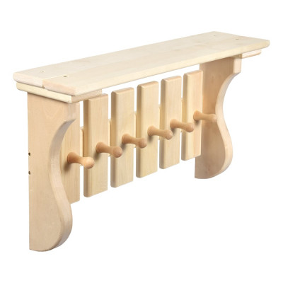 Полка с вешалкой Банные Штучки 6 рожков 54х31х14 см, липа 32412