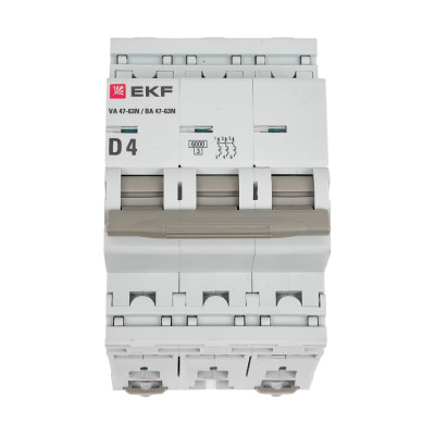 Автоматический выключатель EKF 3P 4А (D) 6кА ВА 47-63N PROxima M636304D