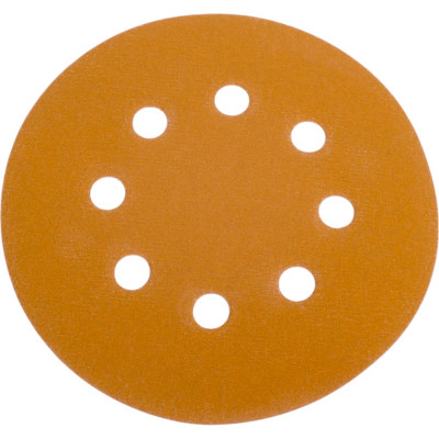 Диск абразивный с липучкой Sandpaper (yellow) 125 мм, 8 отверстий, P320, 10 шт BRUSHTEX 125Y8-320