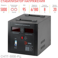 Стабилизатор напряжения ЭРА СНПТ5000РЦ переносной, ц.д., 90-260В/220В, Б0035297