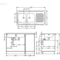 Мойка ALVEUS CLASSIC 100 NAT-60 1200х600 мм, 2X левая, в комплекте с сифоном 1071240 1009084