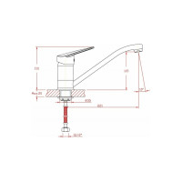 Смеситель для кухни Zollen Worms излив 220 мм, картридж 40 мм WO73411432 448029