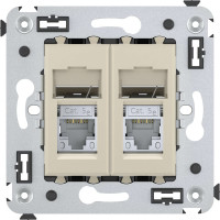 Двойная розетка DKC, Avanti RJ45, в стену, экранированная, категория 5e, ванильная дымка 4405364