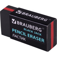 Ластик 30 шт в упаковке BRAUBERG "BlackJack" 40х20х11мм черный прямоугольный картонный держатель  222466