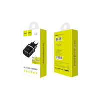 Зарядное устройство Hoco C12, 2xUSB, 2.4А, черный, 6957531063094