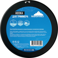 Леска витой квадрат с сердечником 2.4 мм, бобина 262 м для триммера vertextools YK-444-2.4-262
