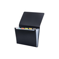 Папка на резинках BRAUBERG Business А4, 6 отделений, пластиковый индекс, черная, 0.5 мм 224145