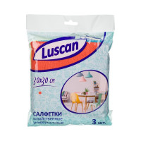 Салфетки хозяйственные микрофибра 30x30 см 300 гкв.м 3 штуки в упаковке, Luscan 1604409