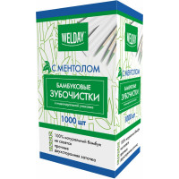 Бамбуковые зубочистки ОФИСМАГ /WELDAY с ментолом 1000 шт в индивидуальной упаковке 85 607569