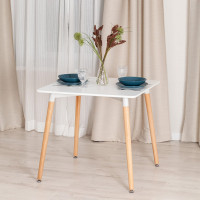 Стол Tetchair John (mod. t1003) МДФ/дерево, 80x80x75 см, white (белый) / natural (натуральный) 15173