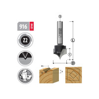 Фреза для гравировки с радиусом 9.5х10х45 мм, хв-к 8 мм, R=4.8 мм WOODWORK 916.9548.08