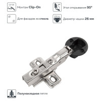 Четырехшарнирная петля Lemax PROF clip-on, с доводчиком, полункаладная, для стекла, никель M320-Half