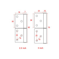 Карточная петля Brante правая 3030-60x40 мм, нержавеющая сталь, 2 шт. 456257