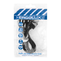 Кабель usb micro usb Ergolux Elx-cdc01p-c02 промо 2а, 1м, черный, зарядка+передача данных, пакет 15088
