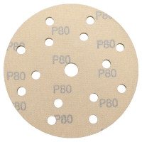 Диск абразивный с липучкой Sandpaper (yellow) 150 мм, 15 отверстий, P80, 5 шт BRUSHTEX 150Y15-80
