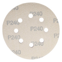 Диск абразивный с липучкой Sandpaper (yellow) 125 мм, 8 отверстий, P240, 10 шт BRUSHTEX 125Y8-240