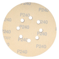 Диск абразивный с липучкой Sandpaper (yellow) 150 мм, 8 отверстий, P240, 5 шт BRUSHTEX 150Y8-240