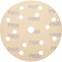 Диск абразивный с липучкой Sandpaper (yellow) 150 мм, 15 отверстий, P600, 5 шт BRUSHTEX 150Y15-600