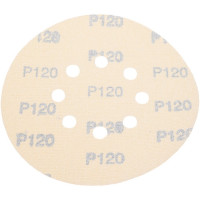 Диск абразивный с липучкой Sandpaper (yellow) 150 мм, 8 отверстий, P120, 5 шт BRUSHTEX 150Y8-120