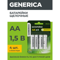 Батарейка GENERICA щелочная, alkaline, lr06/aa (4шт/блистер) ABT-LR06-ST-L04-G