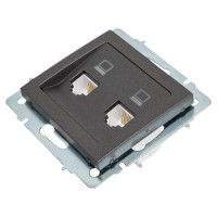 Двойная компьютерная розетка LEZARD RAIN цв. черный графит матовый 703-4188-141