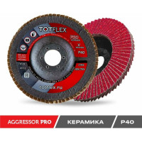 Круг лепестковый торцевой AGGRESSOR-PRO 2 125x22 мм, V, Р40, 25 шт Totflex 4631166199619